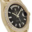 Rolex Day-Date 40 228398TBR Yellow Gold Onyx Baguette Diamond Dial Baguette Bezel
