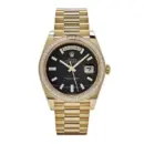 Rolex Day-Date 40 228398TBR Yellow Gold Onyx Baguette Diamond Dial Baguette Bezel