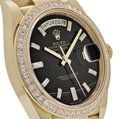 Rolex Day-Date 40 228398TBR Yellow Gold Onyx Baguette Diamond Dial Baguette Bezel - Image 11
