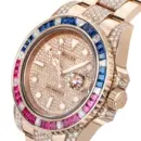 Rolex GMT-Master II 126755SARU Rose Gold Sapphire and Ruby Diamond Pave