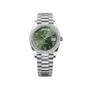 Rolex Day-Date 40 228396TBR Platinum Olive Green Dial Diamond Bezel